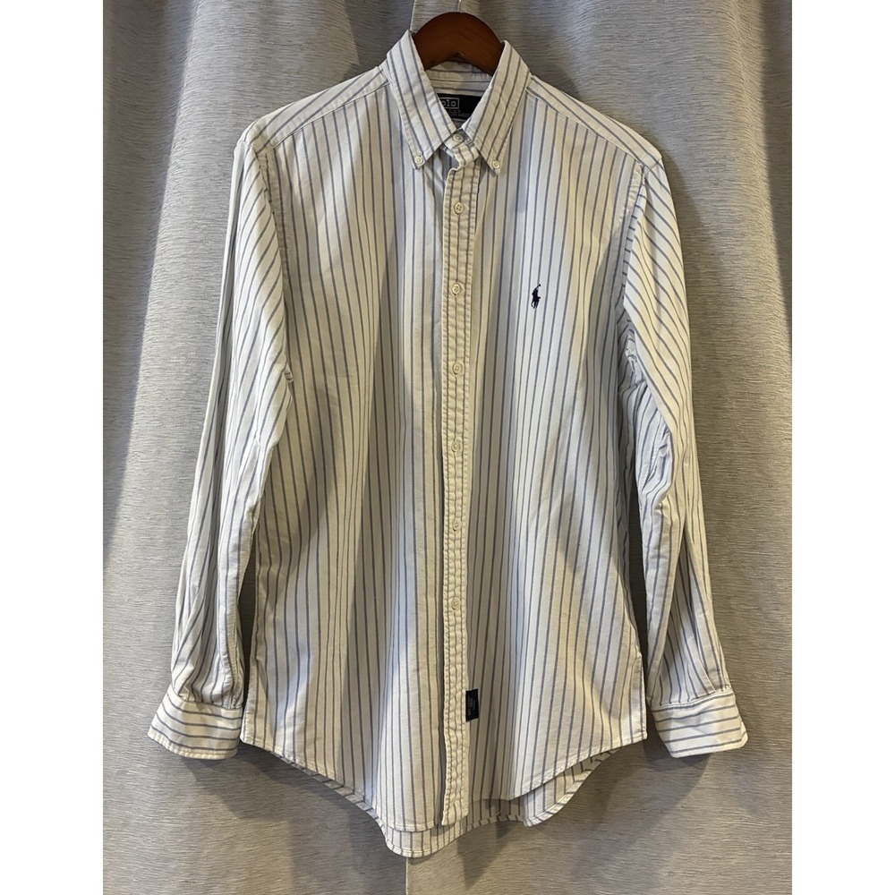 Polo Ralph Lauren Button Up Shirt Mens 16-35 Blue White Stripe